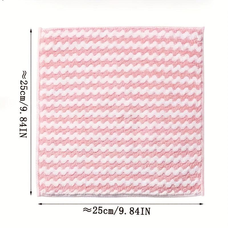 10pcs Soft Textured Dish Drying Mats Striped Microfiber Cleaning Pad