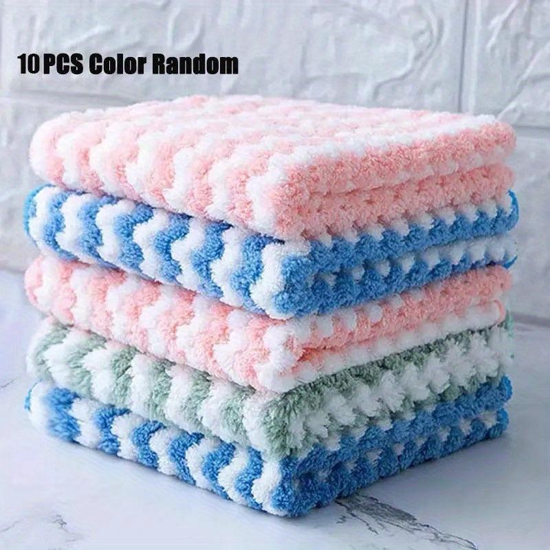 10pcs Soft Textured Dish Drying Mats Striped Microfiber Cleaning Pad
