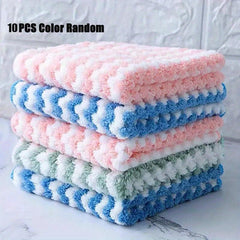 10pcs Soft Textured Dish Drying Mats Striped Microfiber Cleaning Pad