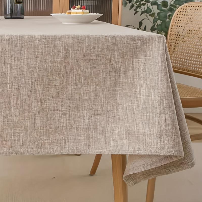 Polyester Tablecloth Solid Linen Fabric Style Tablecover