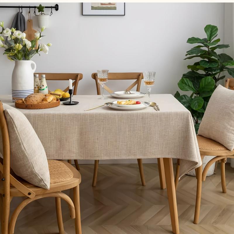 Japanese Style Polyester Tablecloth Solid Color Home Decor