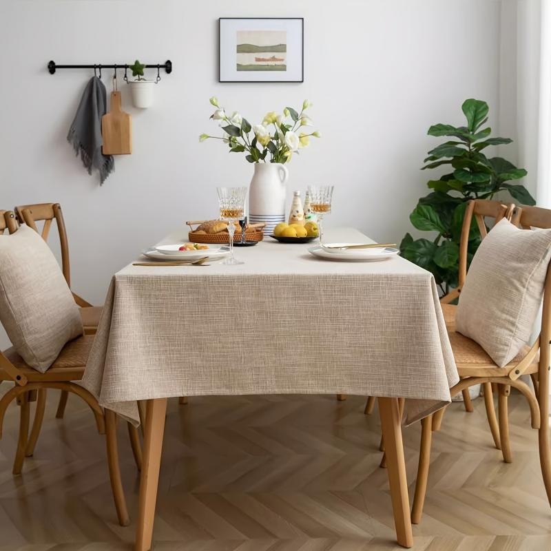 Japanese Style Polyester Tablecloth Solid Color Home Decor