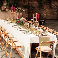 2pcs Rose Golden Table Decor Set with Satin Runner and Disposable Plastic Cover
