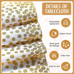 2pcs Rose Golden Table Decor Set with Satin Runner and Disposable Plastic Cover