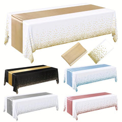 2pcs Rose Golden Table Decor Set with Satin Runner and Disposable Plastic Cover
