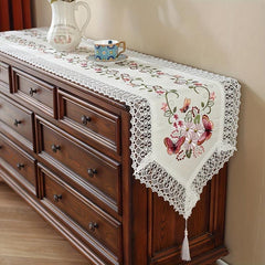 Butterfly Embroidery Tablecloth and Runner Set for Home Decoration