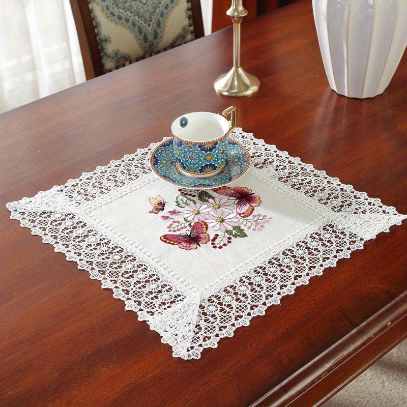 Butterfly Embroidery Tablecloth and Runner Set for Home Decoration