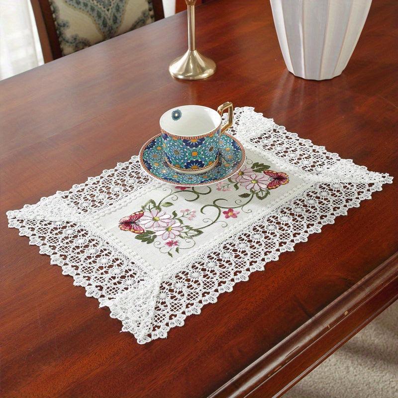 Butterfly Embroidery Tablecloth and Runner Set for Home Decoration