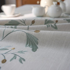 Green Flower Embroidered Polyester Tablecloth