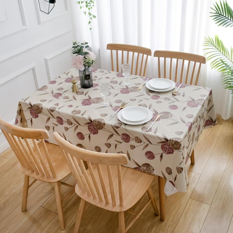 Waterproof Two Rose Tablecloth Thick Rectangular Wedding Table Cover