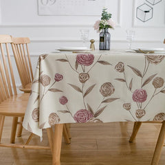 Waterproof Two Rose Tablecloth Thick Rectangular Wedding Table Cover