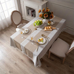 Polyester Rectangle Tablecloth Round Tablecover Brown Coffee Dining Cloth
