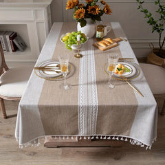 Polyester Rectangle Tablecloth Round Tablecover Brown Coffee Dining Cloth