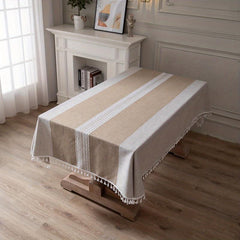 Polyester Rectangle Tablecloth Round Tablecover Brown Coffee Dining Cloth