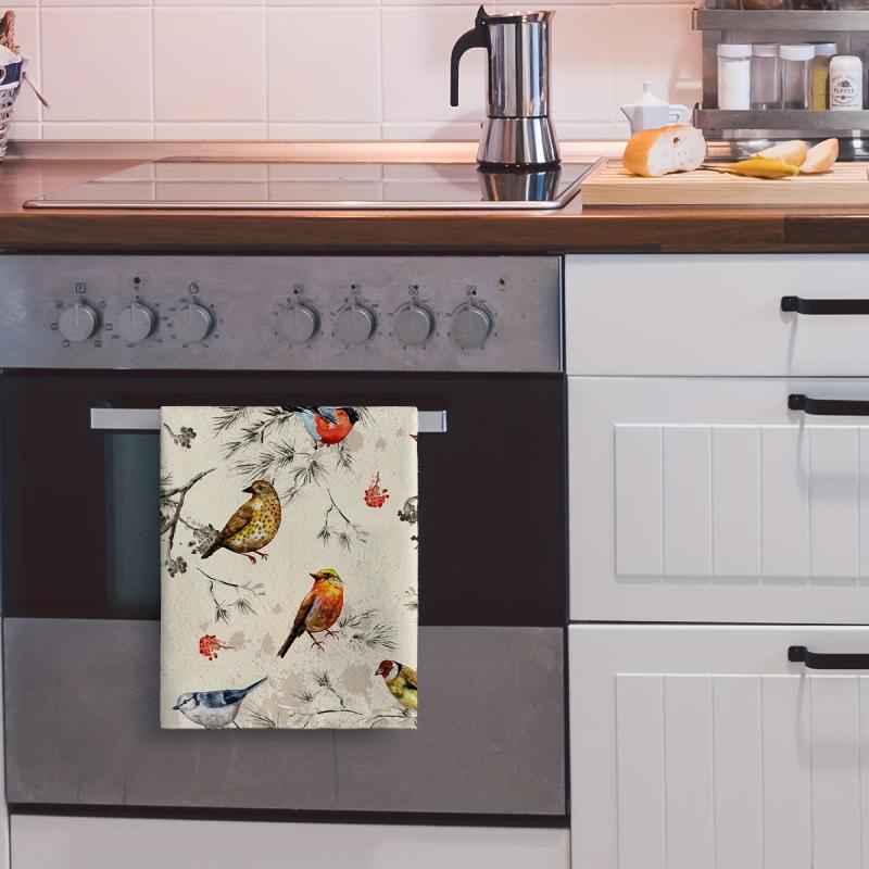 2pcs Bird Tea Towels Absorbent Drying Cloth Farmhouse Kitchen Supplies