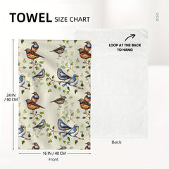 2pcs Bird Tea Towels Absorbent Drying Cloth Farmhouse Kitchen Supplies