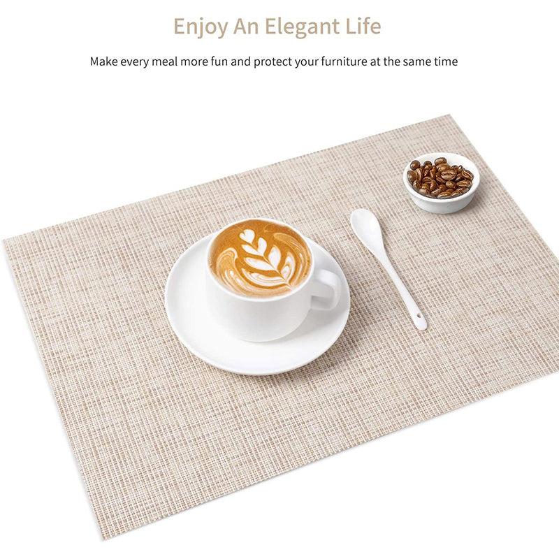 6pcs Stain Resistant Vinyl Woven Placemats - Reusable, Washable, Heat Insulating