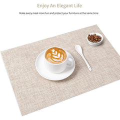 6pcs Stain Resistant Vinyl Woven Placemats - Reusable, Washable, Heat Insulating