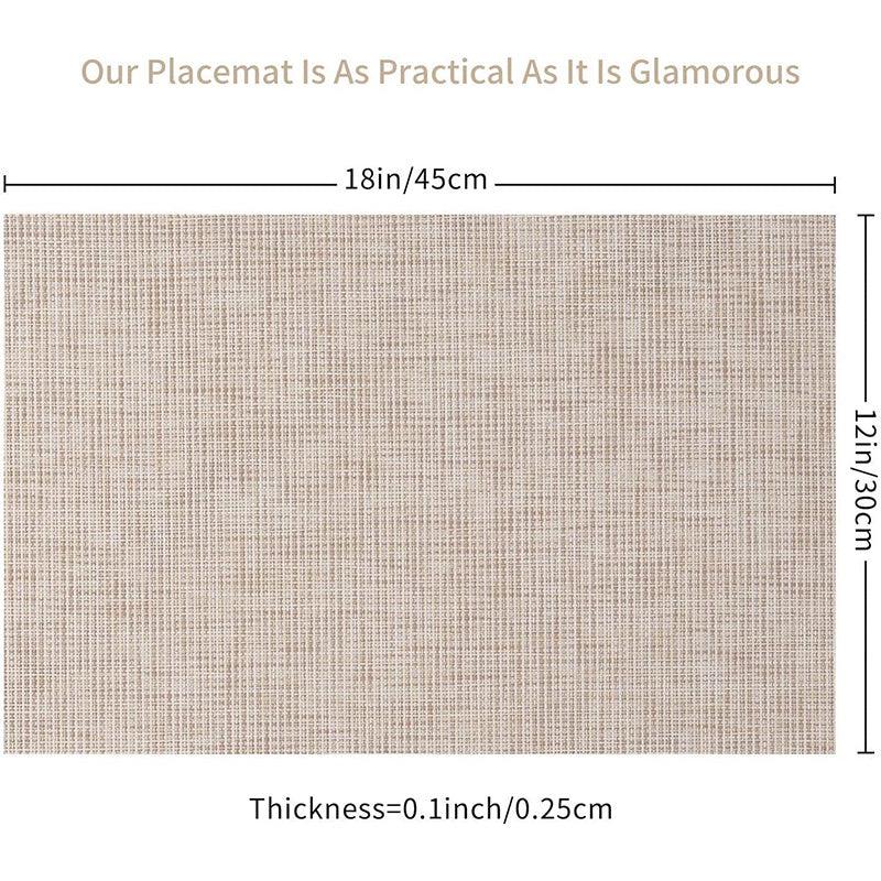 6pcs Stain Resistant Vinyl Woven Placemats - Reusable, Washable, Heat Insulating