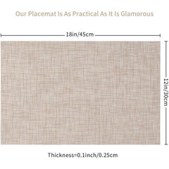 6pcs Stain Resistant Vinyl Woven Placemats - Reusable, Washable, Heat Insulating