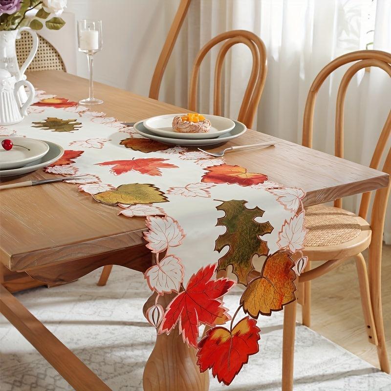 Polyester Satin Table Runner with Patchwork Floral Embroidery Craftsmanship