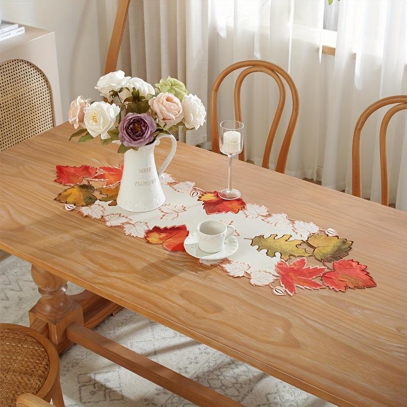 Polyester Satin Table Runner with Patchwork Floral Embroidery Craftsmanship