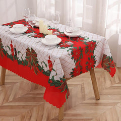 Polyester Red Butterfly Waterproof Tablecloth Christmas Theme