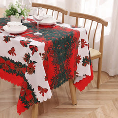Polyester Red Butterfly Waterproof Tablecloth Christmas Theme