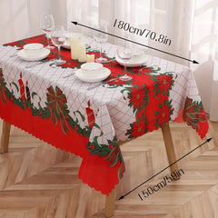 Polyester Red Butterfly Waterproof Tablecloth Christmas Theme