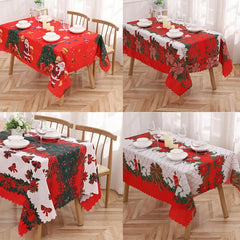 Polyester Red Butterfly Waterproof Tablecloth Christmas Theme