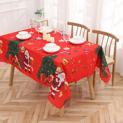 Polyester Red Butterfly Waterproof Tablecloth Christmas Theme