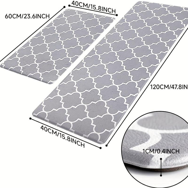 1pc Modern Checkered Kitchen Mats Washable Rug Water Absorbing Carpets