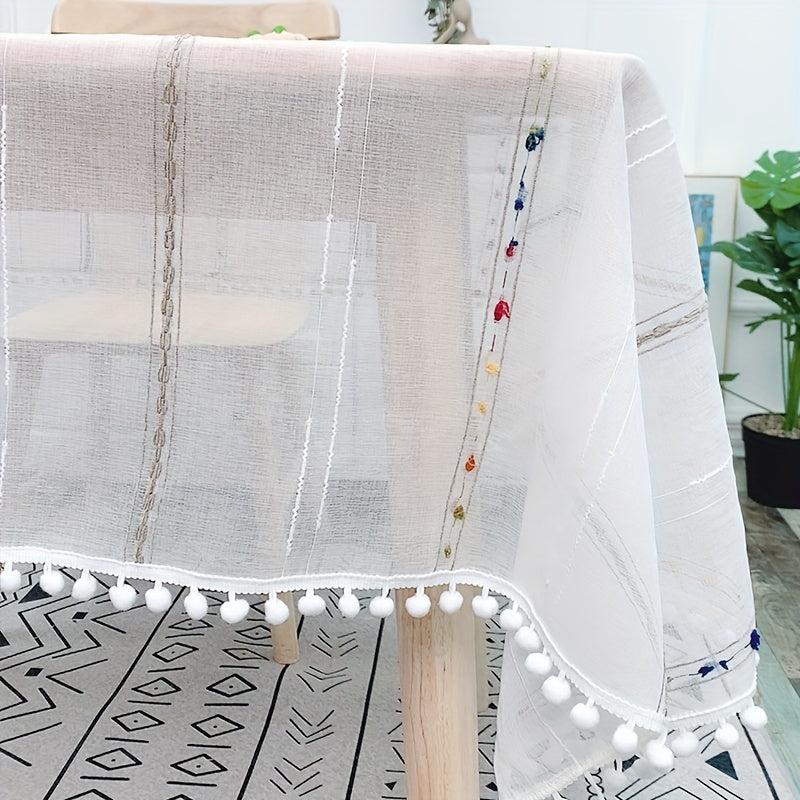 Striped Transparent Tablecloth Rectangular Tablecover Pad Home Kitchen Decor