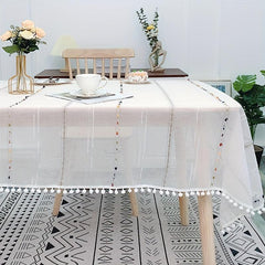 Striped Transparent Tablecloth Rectangular Tablecover Pad Home Kitchen Decor