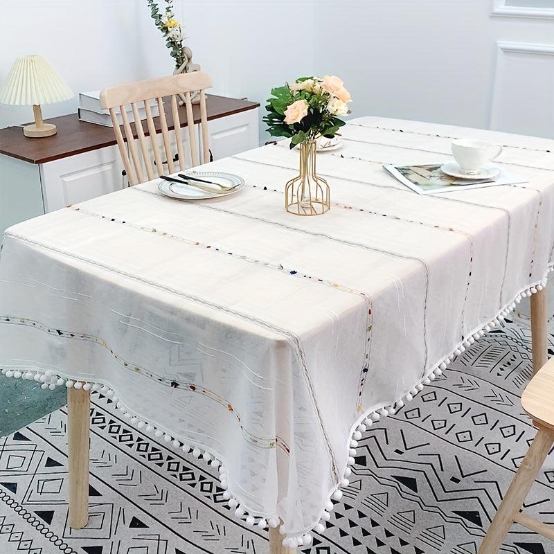 Striped Transparent Tablecloth Rectangular Tablecover Pad Home Kitchen Decor