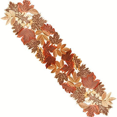 Polyester Table Runner Maple Embroidered Dust Cover Thanksgiving Theme