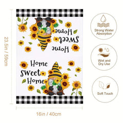 4 Pcs Bee Sunflower Kitchen Towels, Absorbent Plaid Towels