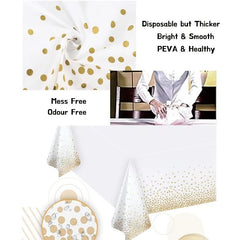 Rectangular Polka Dots Tablecloth Waterproof Washable Table Cover