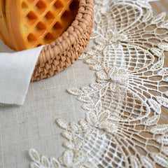 Boho Vintage Lace Round Doily Embroidered Fabric Table Mat