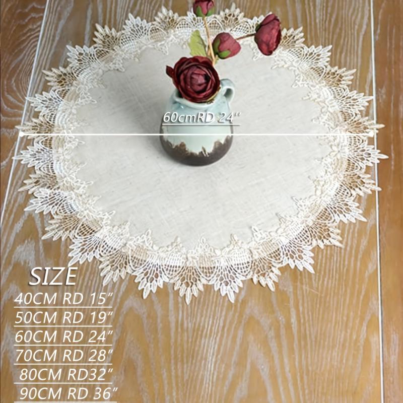 Boho Vintage Lace Round Doily Embroidered Fabric Table Mat