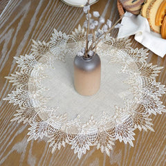 Boho Vintage Lace Round Doily Embroidered Fabric Table Mat