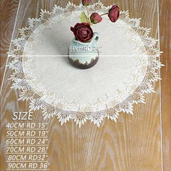 Boho Vintage Lace Round Doily Embroidered Fabric Table Mat