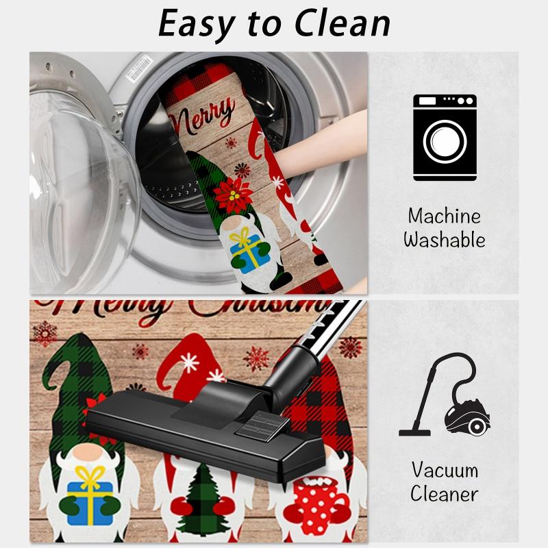 Christmas Gnome Snowman Kitchen Mat Soft Waterproof Non Slip Kitchen Rug