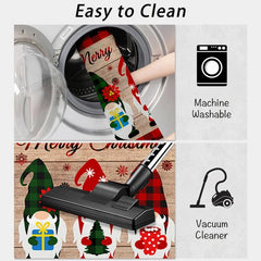 Christmas Gnome Snowman Kitchen Mat Soft Waterproof Non Slip Kitchen Rug