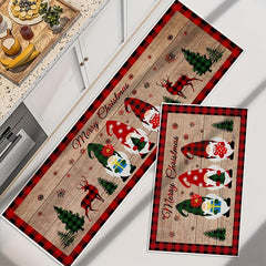 Christmas Gnome Snowman Kitchen Mat Soft Waterproof Non Slip Kitchen Rug