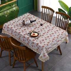 Polyester Rectangle Tablecloth Golden Embroidered Flower Tablecover