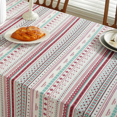 Boho Linen Tassel Tablecloth Stain Resistant for Picnics Camping Weddings