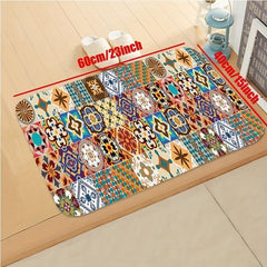 Boho Pattern Kitchen Rugs Vintage Style Non Slip Stain Resistant Floor Mat