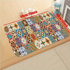 Boho Pattern Kitchen Rugs Vintage Style Non Slip Stain Resistant Floor Mat