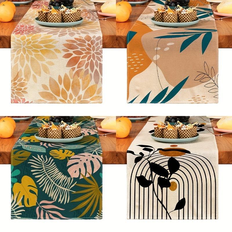 Bohemia Plant Table Runner Digital Printing Kitchen Dining Decoration